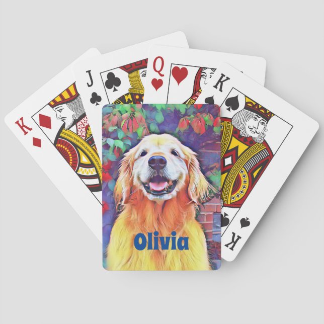 Jeu De Cartes Chien de sourire de golden retriever dans des (dos)