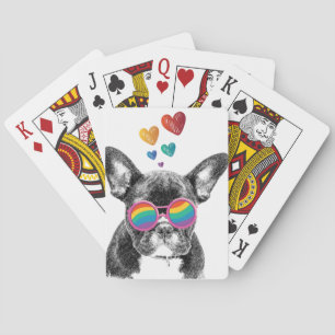 Jeu De Cartes Chien de taureau avec Coeurs Saint-Valentin