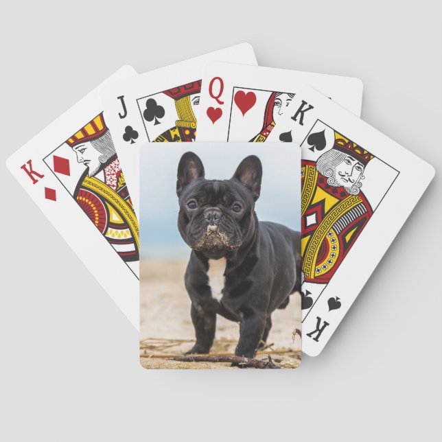 Jeu De Cartes Chien de taureau français jouant dans le sable (dos)