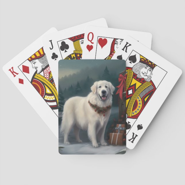 Jeu De Cartes Chien des grandes Pyrénées à Noël de neige (dos)