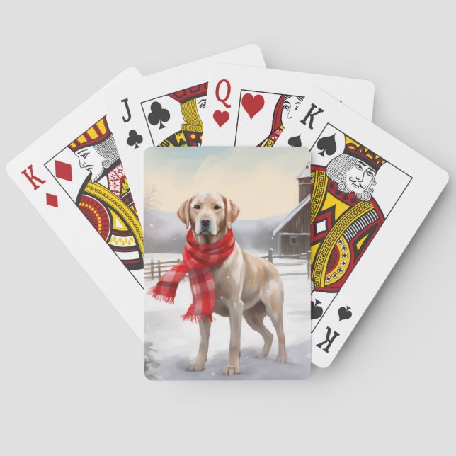 Jeu De Cartes Chien du Labrador à Noël de neige (dos)