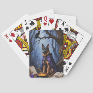 Jeu De Cartes Chien Malinois belge Peinture d'Halloween lunaire