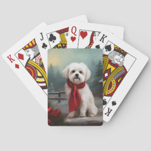 Jeu De Cartes Chien maltais à Noël de neige