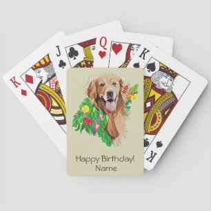 Jeu De Cartes Chien mignon au milieu des fleurs Golden Retriever