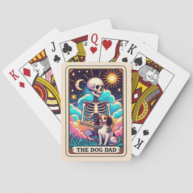 Jeu De Cartes Chien Papa Drôle Fête des pères Skeleton Tarot Car (dos)