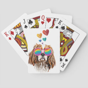 Jeu De Cartes Chien roi Cavalier avec coeur Saint Valentin