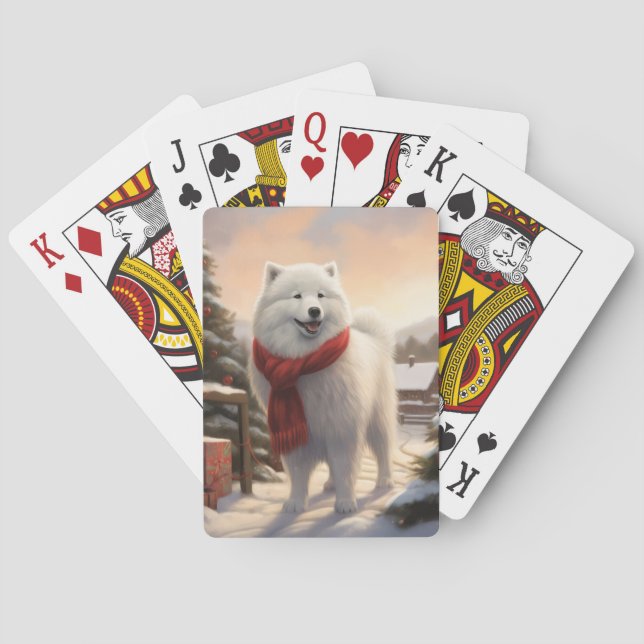 Jeu De Cartes Chien Samoyé à Noël de neige (dos)