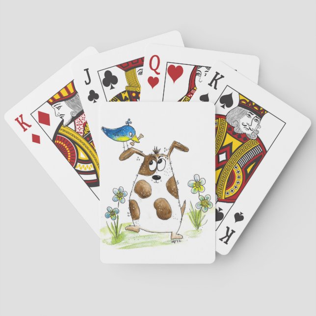 Jeu De Cartes Chien tacheté avec un oiseau (dos)
