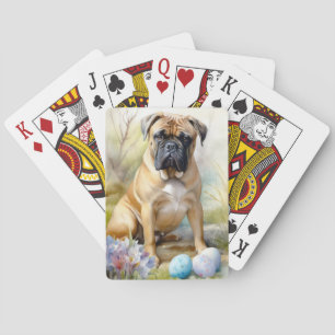 Jeu De Cartes Chien taureau Mastiff avec Oeufs de Pâques Fêtes