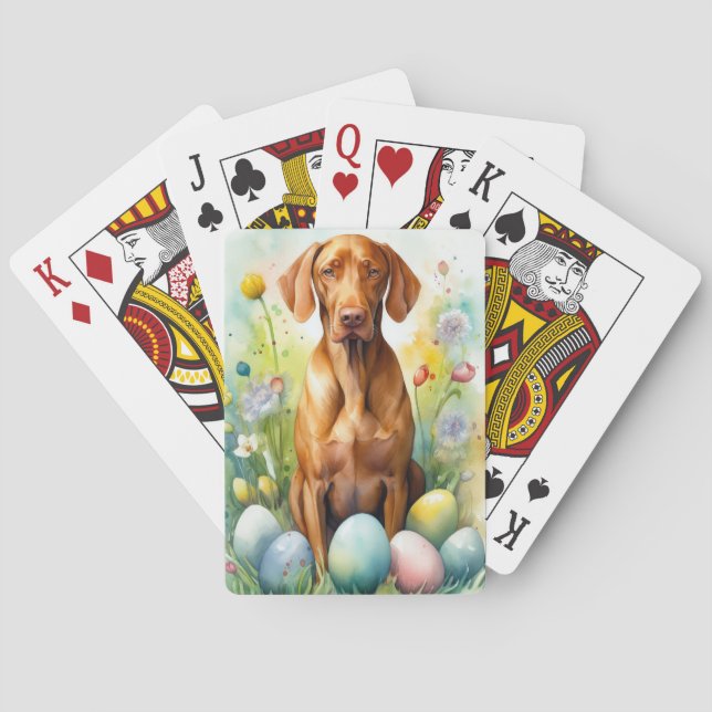 Jeu De Cartes Chien Vizsla avec oeufs de Pâques vacances (dos)