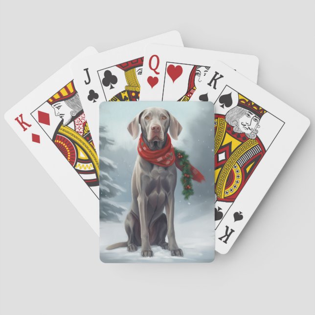 Jeu De Cartes Chien Weimaraner à Noël de neige (dos)