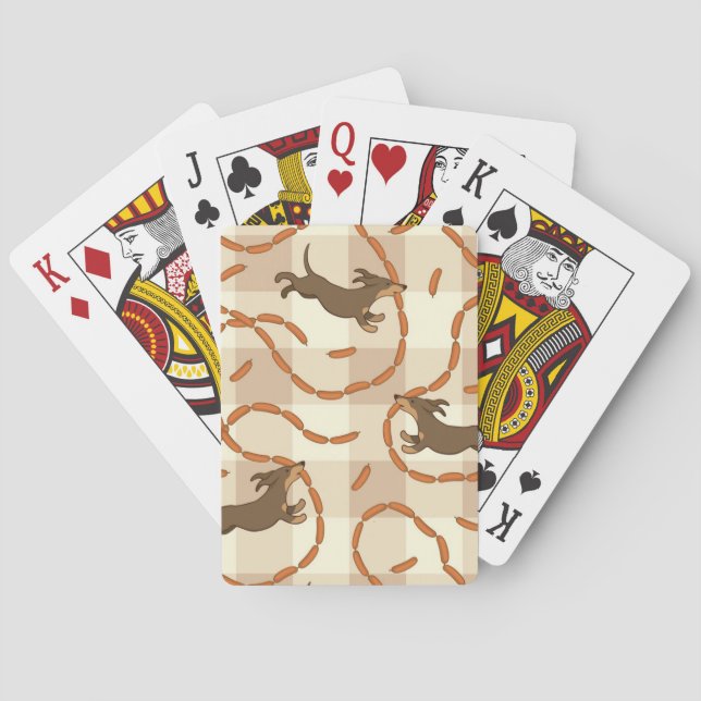 Jeu De Cartes chiens chanceux avec l'arrière - plan de saucisses (dos)