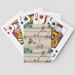 Jeu De Cartes Chiens se déplaçant dans les véhicules Motif