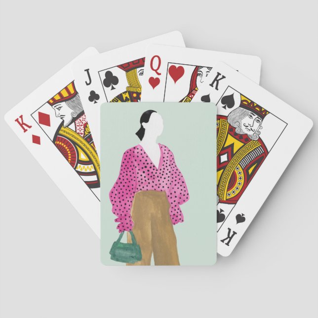 Jeu De Cartes Chiffre debout de mode - dessus de point de polka (dos)