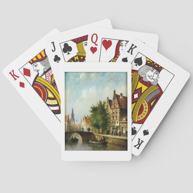 Jeu De Cartes Chiffres sur un canal, Amsterdam (huile sur pannea (dos)