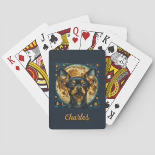 Jeu De Cartes Chihuahua céleste mignon avec Lune et Étoiles