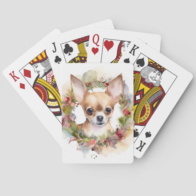 Jeu De Cartes Chihuahua Fête de la couronne de Noël Coupe (dos)