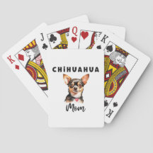 Chihuahua Maman Joue Aux Cartes