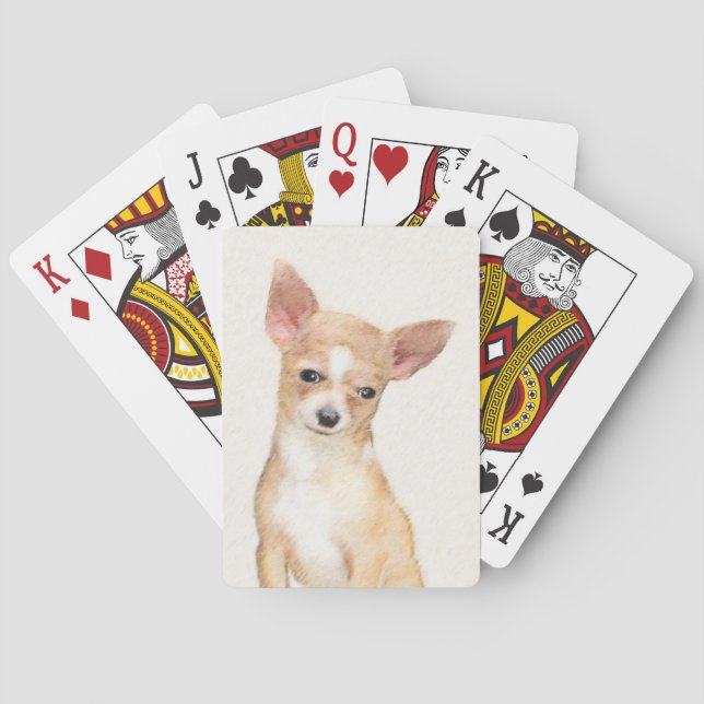 Jeu De Cartes Chihuahua Painting - Cute Original Dog Art (dos)