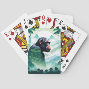 Jeu De Cartes Chimpanzé Animaux Forêt Forêt Jungle