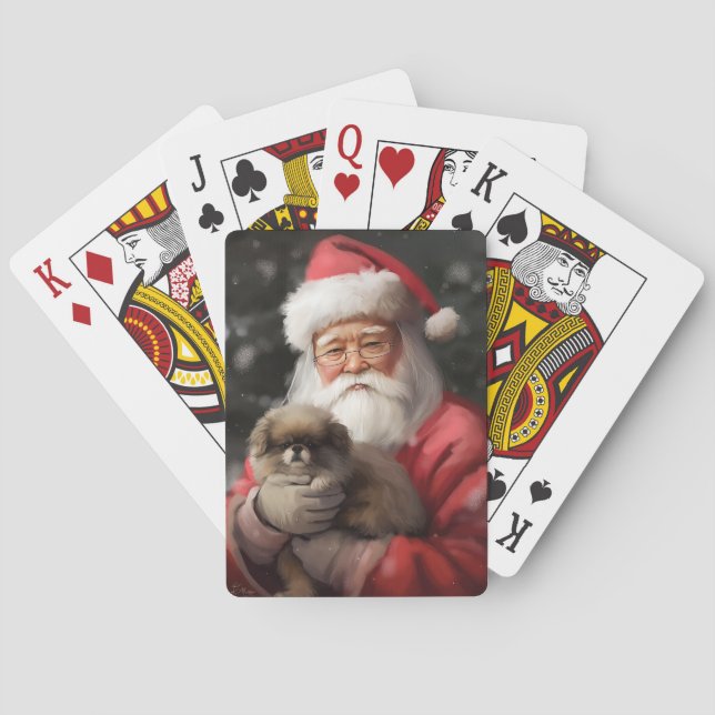 Jeu De Cartes Chin japonais avec Noël Festif du Père Noël (dos)