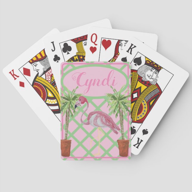 Jeu De Cartes Chinoiserie Flamant rose Palm Ginger Jar Jars Vert (dos)