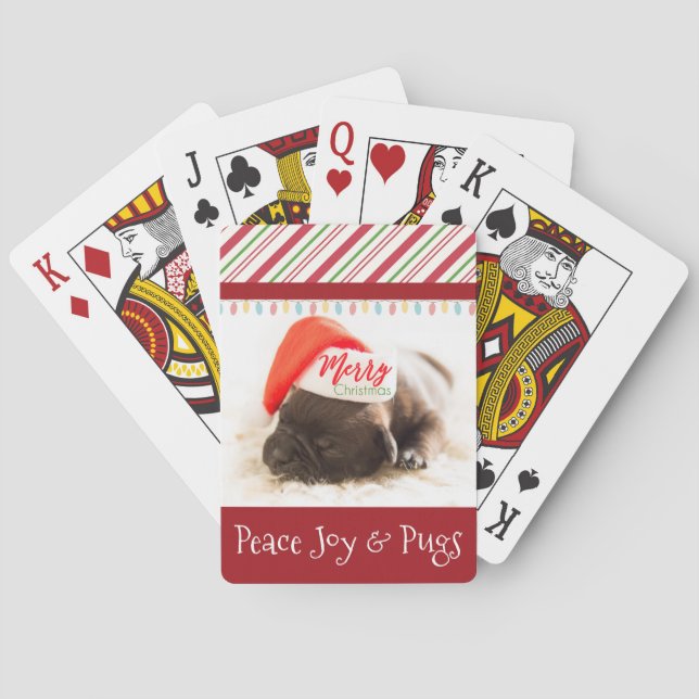 Jeu De Cartes Chiot de Noël à Santa Hat avec lumières festives (dos)