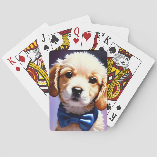 Jeu De Cartes Chiot souple adorable avec jolie Cravate de Bow bl (dos)