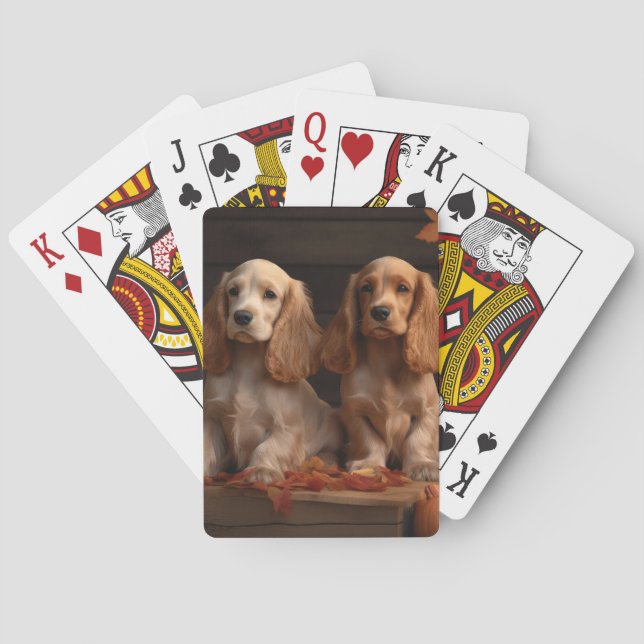 Jeu De Cartes Chiots Cocker Spaniel Délice d'Automne Citrouille (dos)