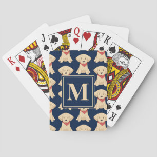 Jeu De Cartes Chiots Retriever Golden Mignons Monogramme Bleu Ma