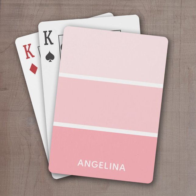Jeu De Cartes Chips de peinture rose pâle avec nom personnalisé (Add a name or monogram to these personalized playing cards.)