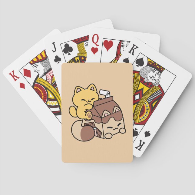 Jeu De Cartes Chocolate Milk Sipping on Bliss – Kawaii Cat Food  (dos)