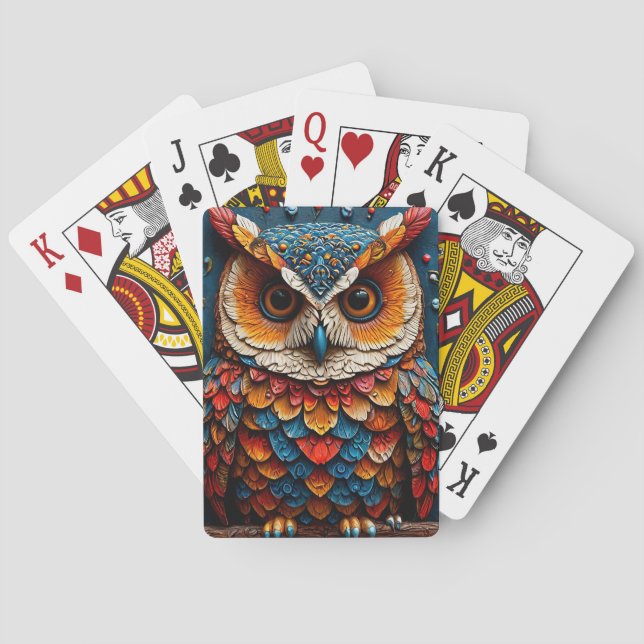 Jeu De Cartes Chouette Artistique Colorée (dos)