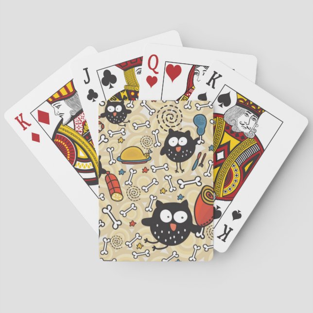 Jeu De Cartes Chouette avec Motif de viande (dos)