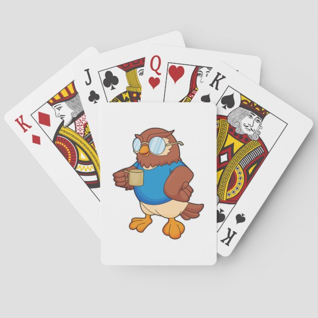 Jeu De Cartes Chouette avec tasse de café (dos)