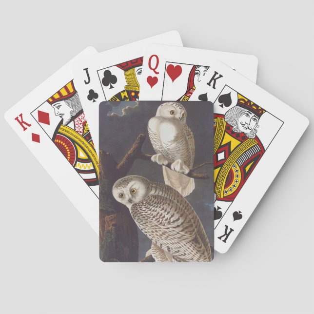Jeu De Cartes Chouette blanche neige Audubon lors d'une nuit nua (dos)