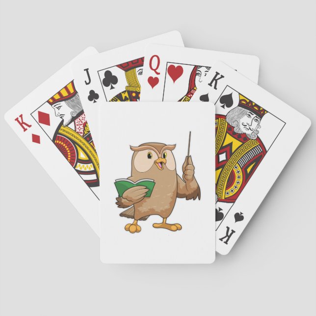 Jeu De Cartes Chouette comme enseignant avec livre et pointeur (dos)