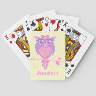 Jeu De Cartes Chouette de fille jaune violet nommé jouer aux car