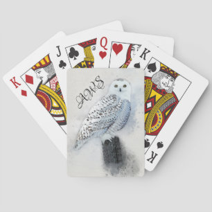 Jeu De Cartes Chouette des neiges sur le monogramme post