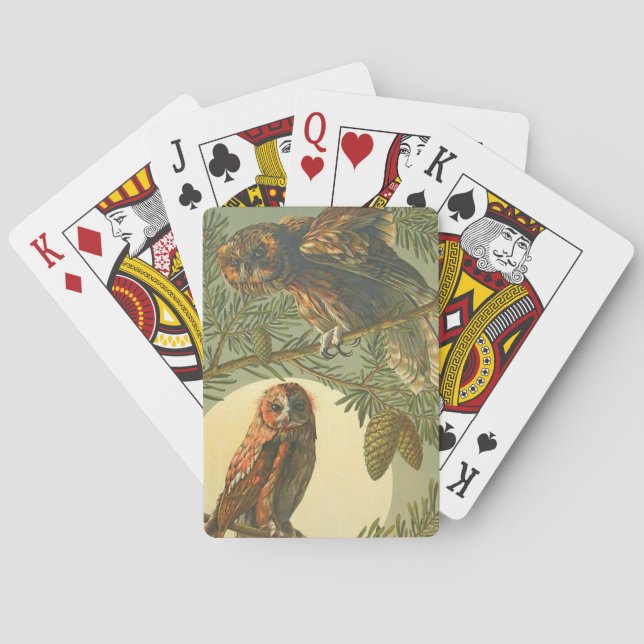 Jeu De Cartes Chouette Lune Art nouveau Anton Seder brun vert (dos)