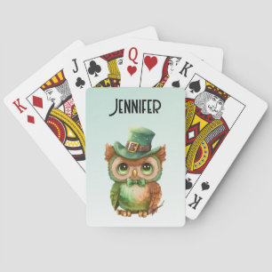 Jeu De Cartes Chouette mignonne dans un chapeau vert