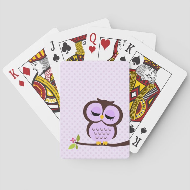 Jeu De Cartes Chouette mignonne pourpre (dos)
