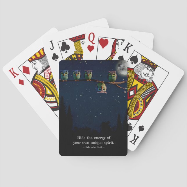 Jeu De Cartes Chouette qui est différent avec un collage de devi (dos)