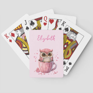 Jeu De Cartes Chouette rose mignonne en coupe