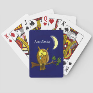 Jeu De Cartes Chouette triste avec larmes et lune manquant ton d