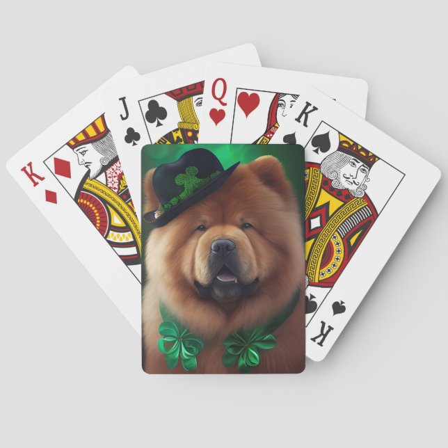 Jeu De Cartes Chow Chow Dog en tenue de la Saint Patrick (dos)
