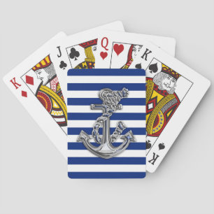 Jeu De Cartes Chrome Comme Ancre de corde sur Décor de bandes Na