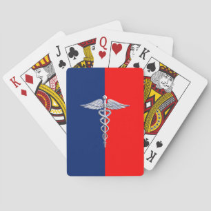 Jeu De Cartes Chrome Comme Caduceus Symbole Médicale Ligue Décor