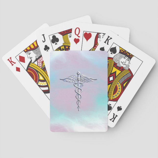 Jeu De Cartes Chrome Comme Caduceus Symbole Médicale Mère Pearl (dos)