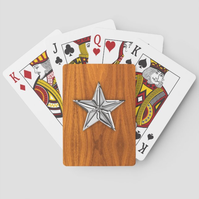 Jeu De Cartes Chrome d'argent comme étoile nautique sur la plaqu (dos)
